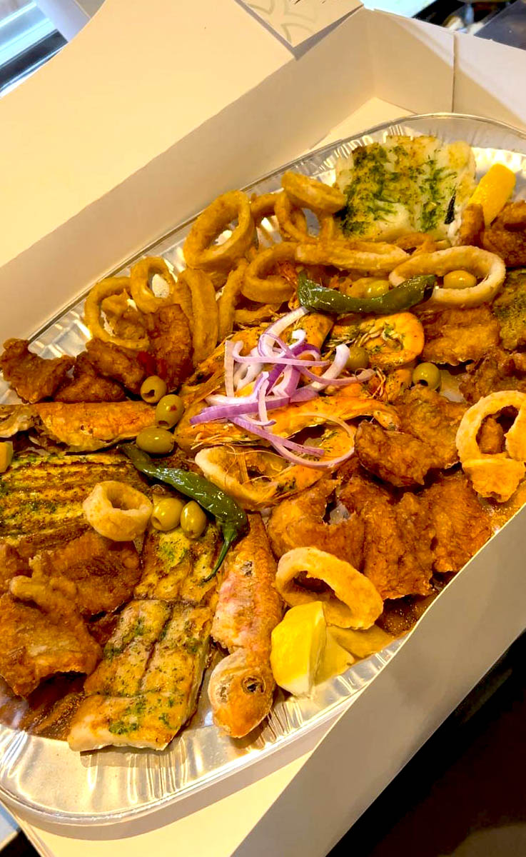 la-mer vis en grill plateau bestellen keurig verpakt op schotel in doos